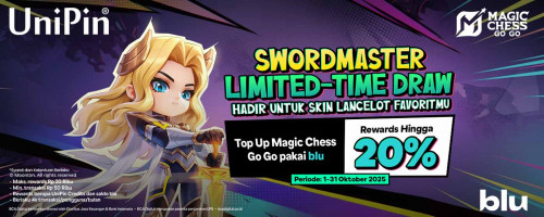 Top Up Magic Chess Go Go di UniPin pakai blu dan dapatkan Rewards 20%